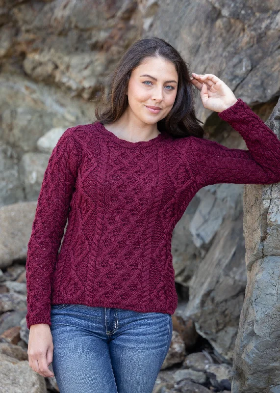 Women's Lambay Aran Sweater | Claret