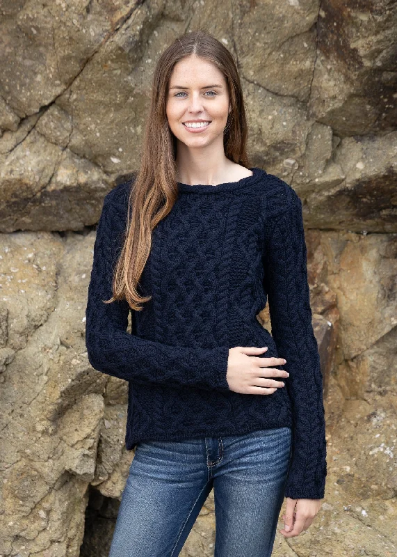 Women's Lambay Aran Sweater | Navy