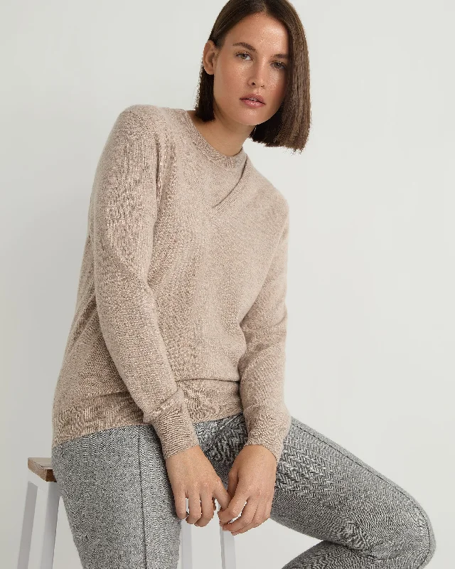 Women's Phoebe V Neck Cashmere Sweater Oatmeal Brown