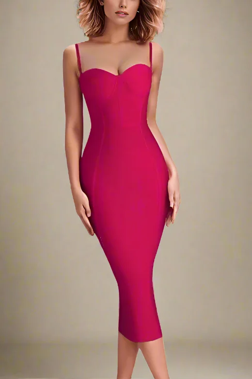 Lina Bandage Midi Dress - Magenta Pink