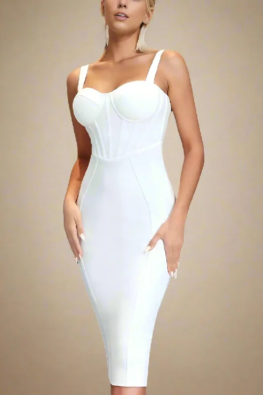 Lola Bodycon Midi Dress - Pearl White