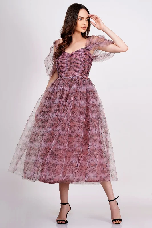 Melbourne Floral Tulle Midi Dress