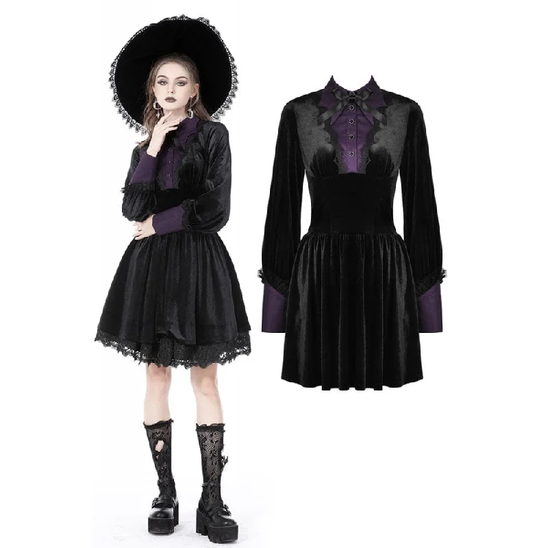 Women's Gothic Mock Two-piece Velvet Dress