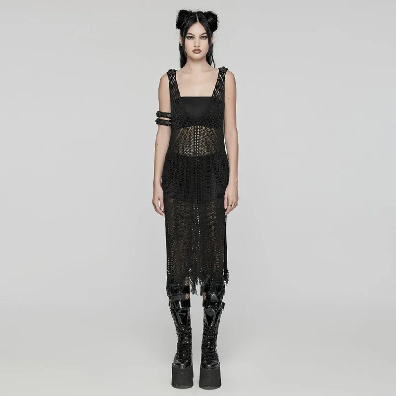 Women's Punk Plunging Unedged Mesh Honeymoon Dress