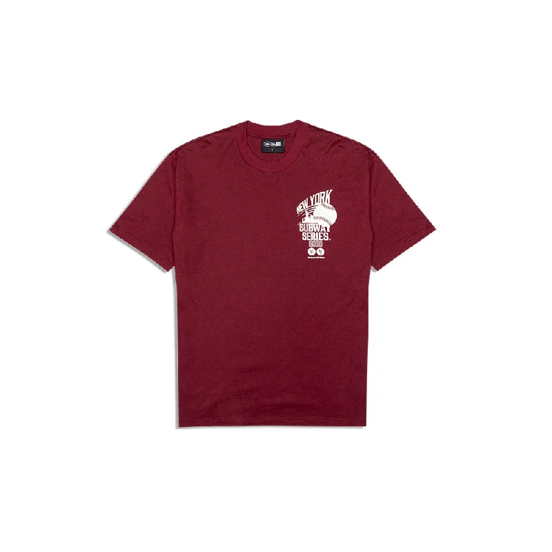 New Era MLB Subway Series Oversized T-Shirt New York Yankees X New York Mets Frosted Burgundy