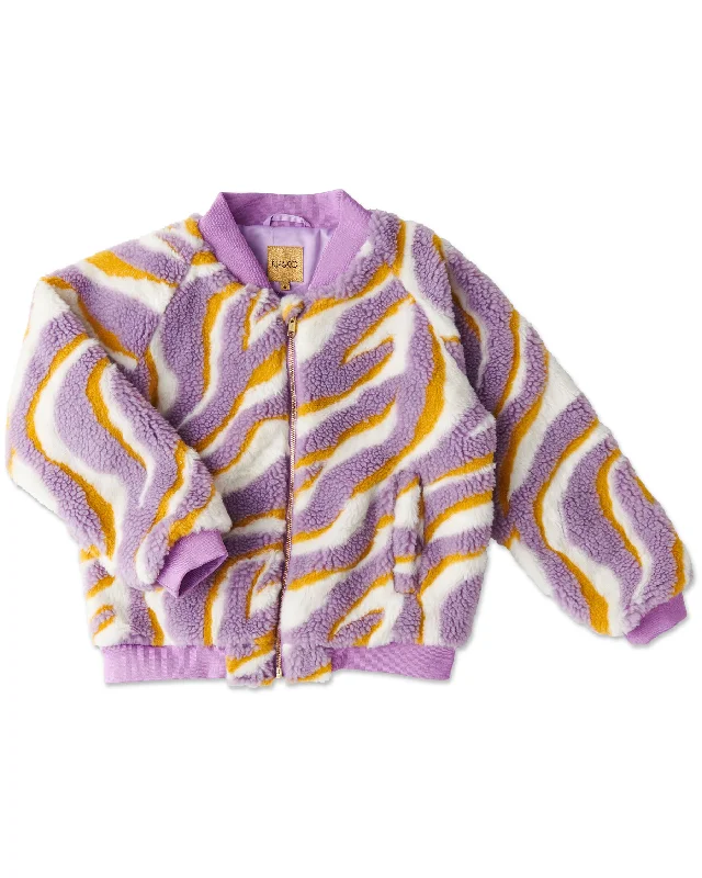 Boysenberry Swirl Sherpa Bomber Jacket