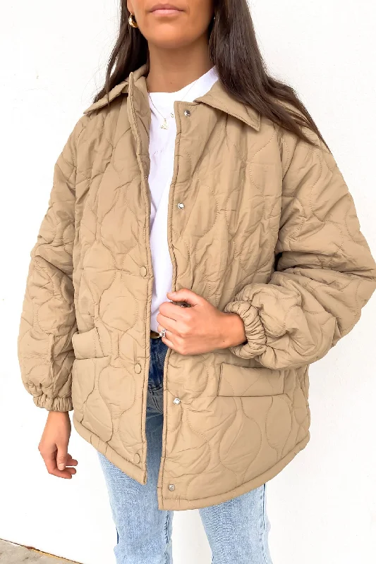 Elyse Quilted Jacket Beige