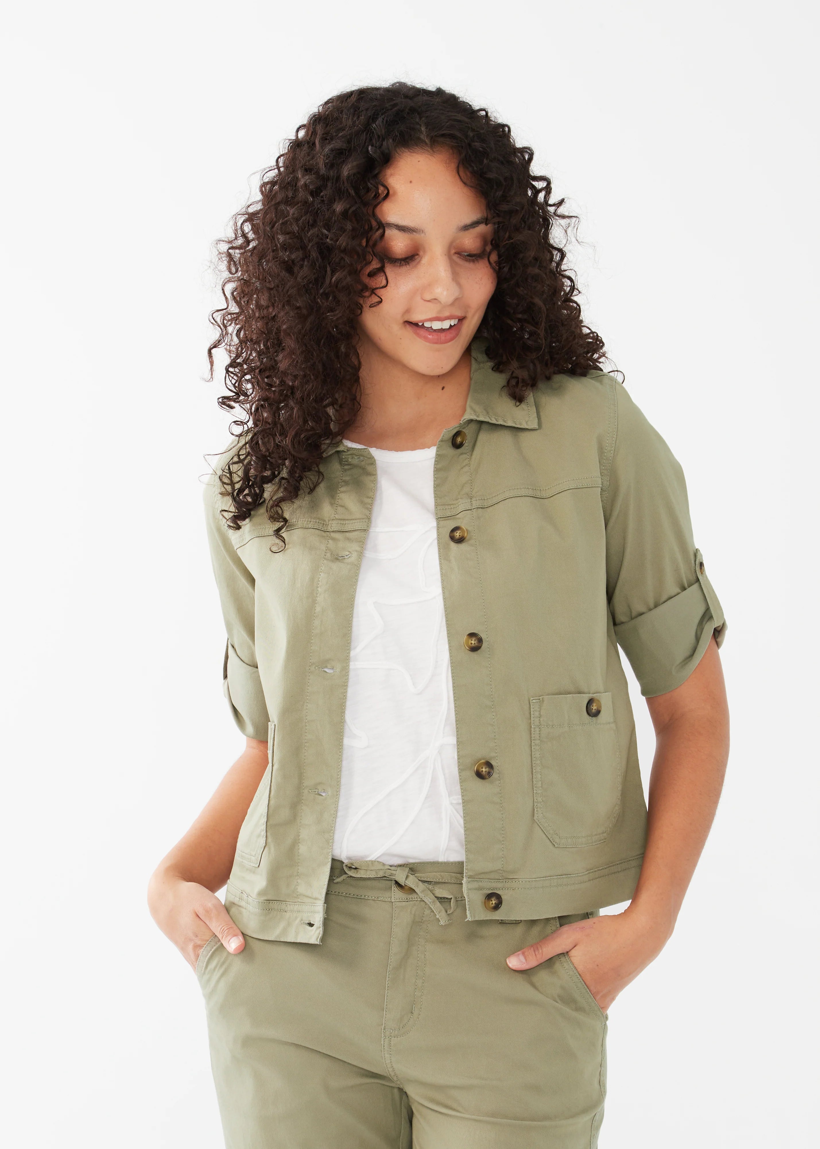 French Dressing Jeans - Cropped Tencel Cargo Jacket -SALE