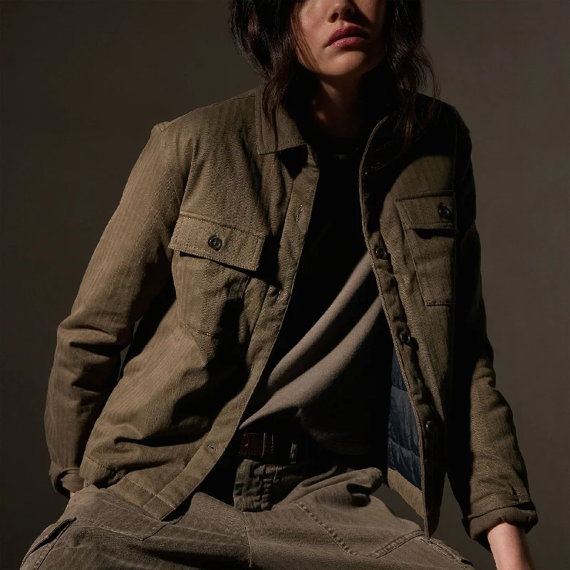 Herringbone Shirt Jacket - Army Green