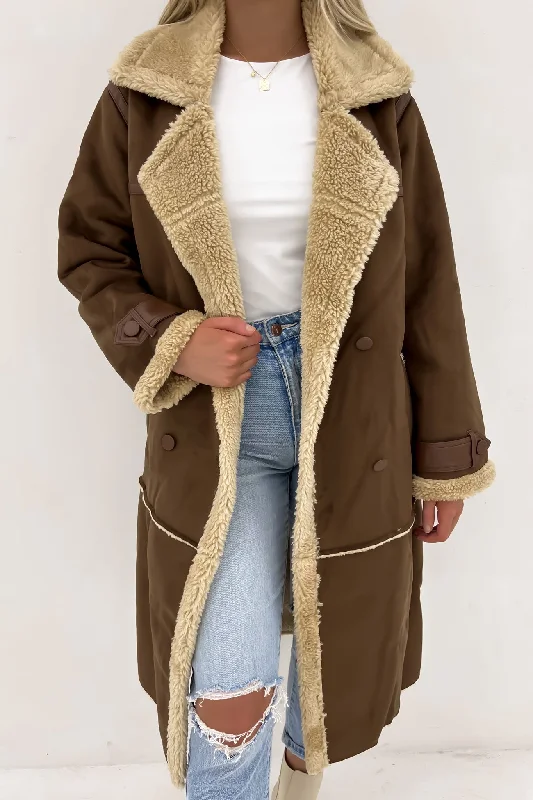 Mia Sherpa Coat Brown