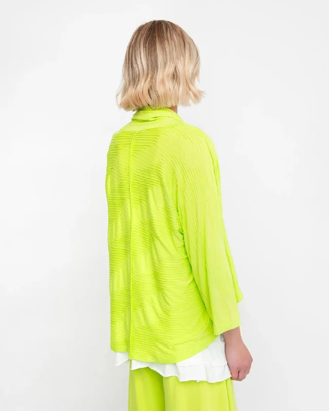 Ozai N Ku Drape Neck Racquet Cardigan, Lime