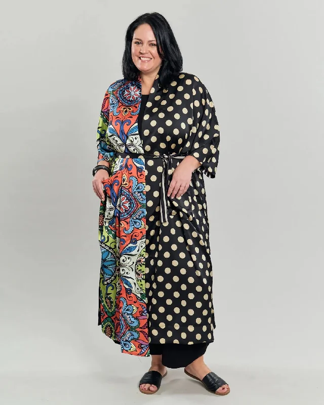 Paisley Dot Long Kimono Jacket, MultiP