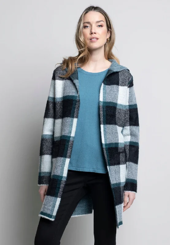 Plaid Hooded Cardigan