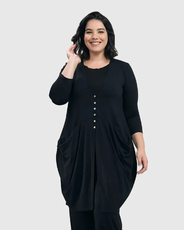 Essential Draped Cocoon Jacket, Black